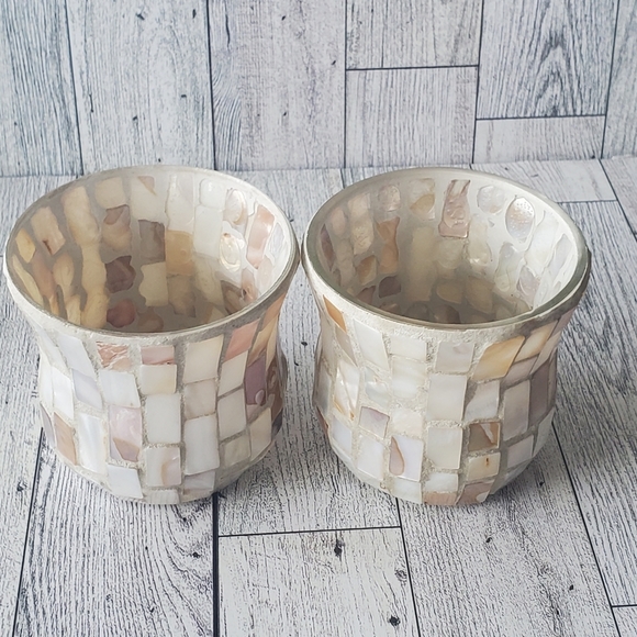 Set of 2 Yankee Candle Mosaic Glass Pearl Candle holders. - Picture 4 of 11